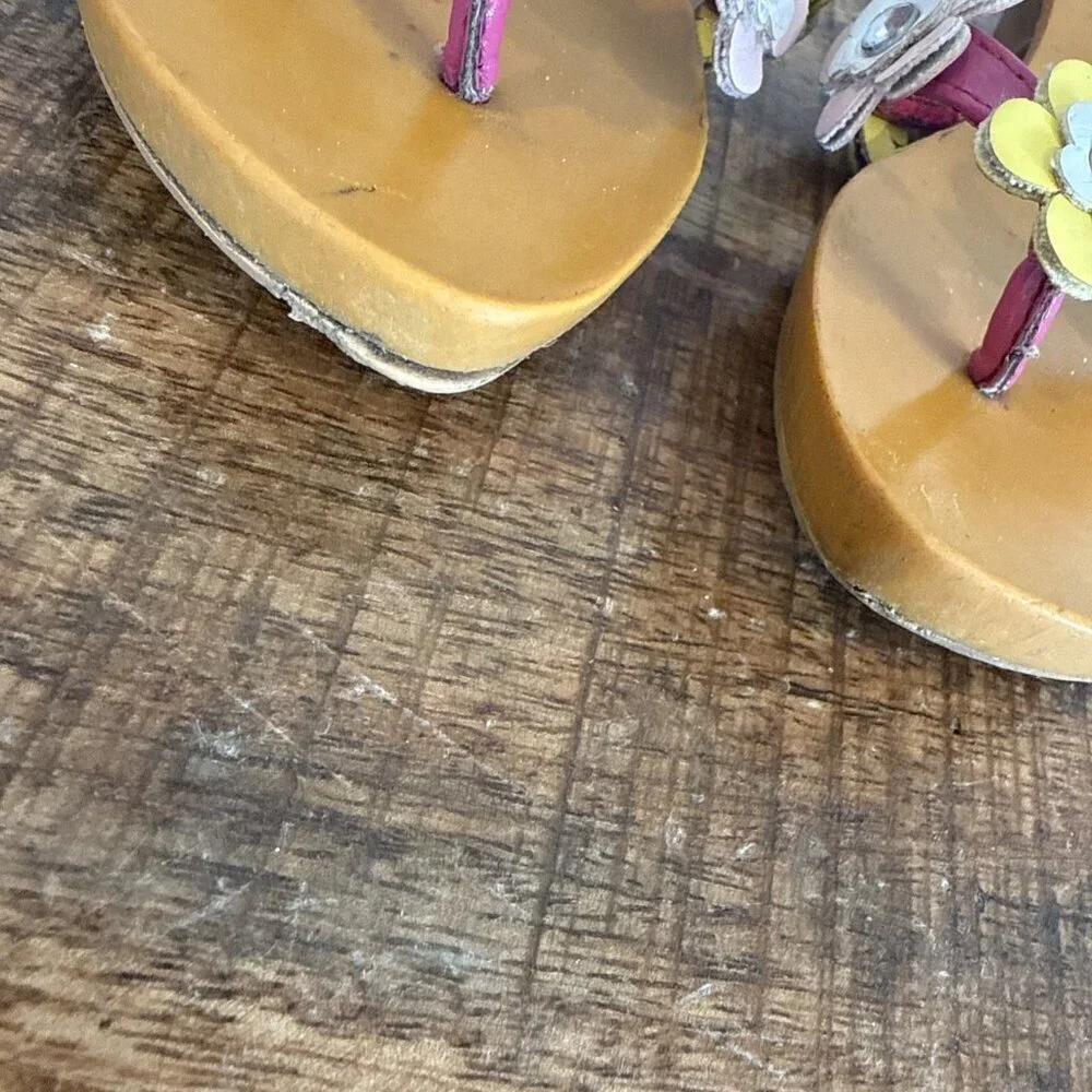 Gymboree Girl's Tea Time Afternoon Dragonfly Wooden Sandals Size 13